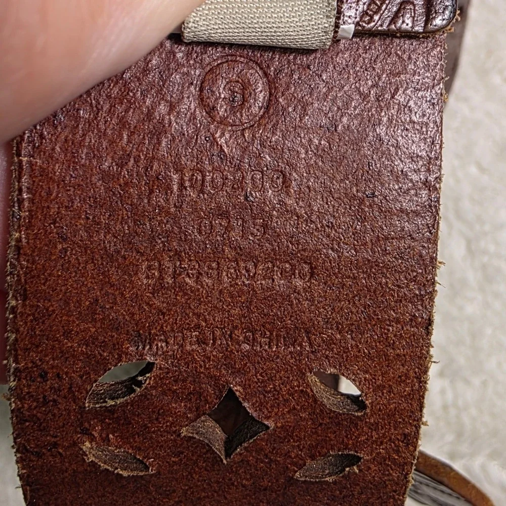 VTG Fossil Tooled Leather Belt Brown Cutout Floral Western Women Small Medium